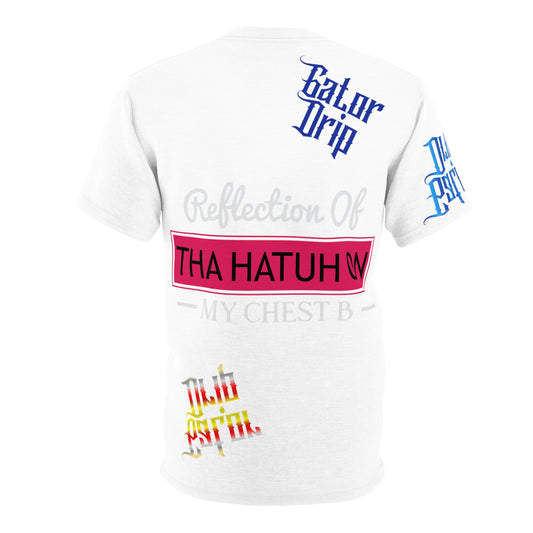 White Gator Drip Exclusive Supa-Heavy Excess-Stunna Flex Alligator Playuz Limited Edition OG Multi-Logo Rich Daddy “Reflection Of Tha Hatuh On My Chest B" Unisex Cut & Sew Playuz Tee