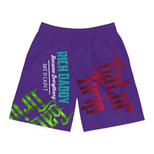 Purple Gator Drip Exclusive Supa-Heavy Excess-Stunna Flex Alligator Playuz Limited Edition OG Multi-Logo Rich Daddy “Rich Daddy Became Everythang Dat U Cain’t” Men’s Jogguz Playuz Shorts