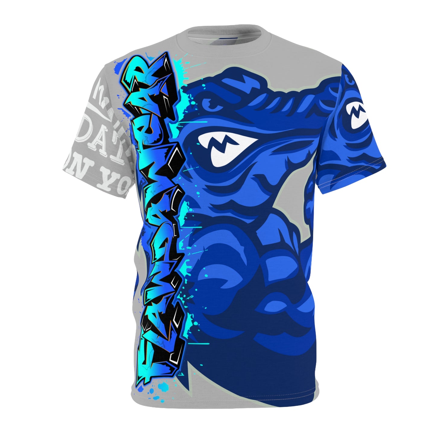 Light Grey/Blue Flawdawear Limited Edition OG Alligator Playuz “Flawda Mane Put Dat Smoke On You” Unisex Cut & Sew Playuz Tee