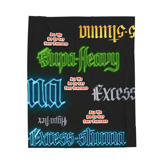 Black Gator Drip Exclusive Supa-Heavy Excess-Stunna Hypa-Flex Limited Edition OG Alligator Playuz “All We Do Iz Get Shit Finished” Velveteen Plush Playuz Blanket