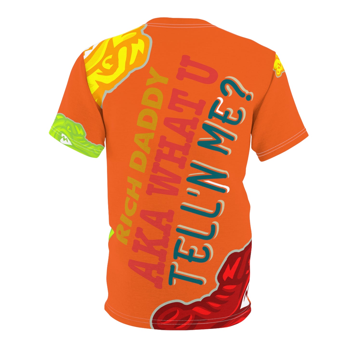 Orange Flawdawear Limited Edition OG Rich Daddy “Rich Daddy AKA What U Tell’n ME?” Unisex Cut & Sew Playuz Tee