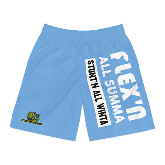 Light Blue Flawdawear Alligator Playuz “Flex’n All Summa Stunt’n All Winta ” Limited Edition OG Men’s Jogguz Playuz Shorts