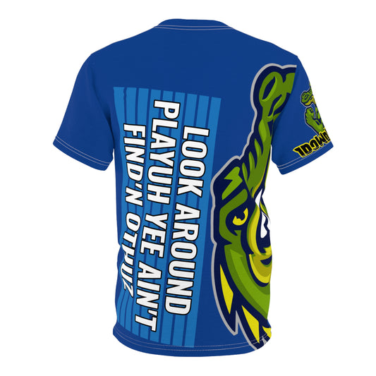 Dark Blue Flawdawear Limited Edition OG Alligator Papuh Playuz “Look Around Playuh Yee Ain’t Find’n Othuz” Unisex Cut & Sew Playuz Tee