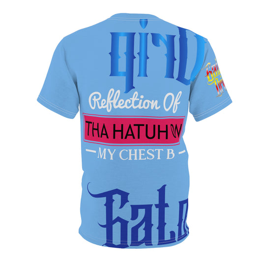 Light Blue Gator Drip Exclusive Supa-Heavy Excess-Stunna Flex Alligator Playuz Limited Edition OG Multi-Logo Rich Daddy “Reflection Of Tha Hatuh On My Chest B" Unisex Cut & Sew Playuz Tee