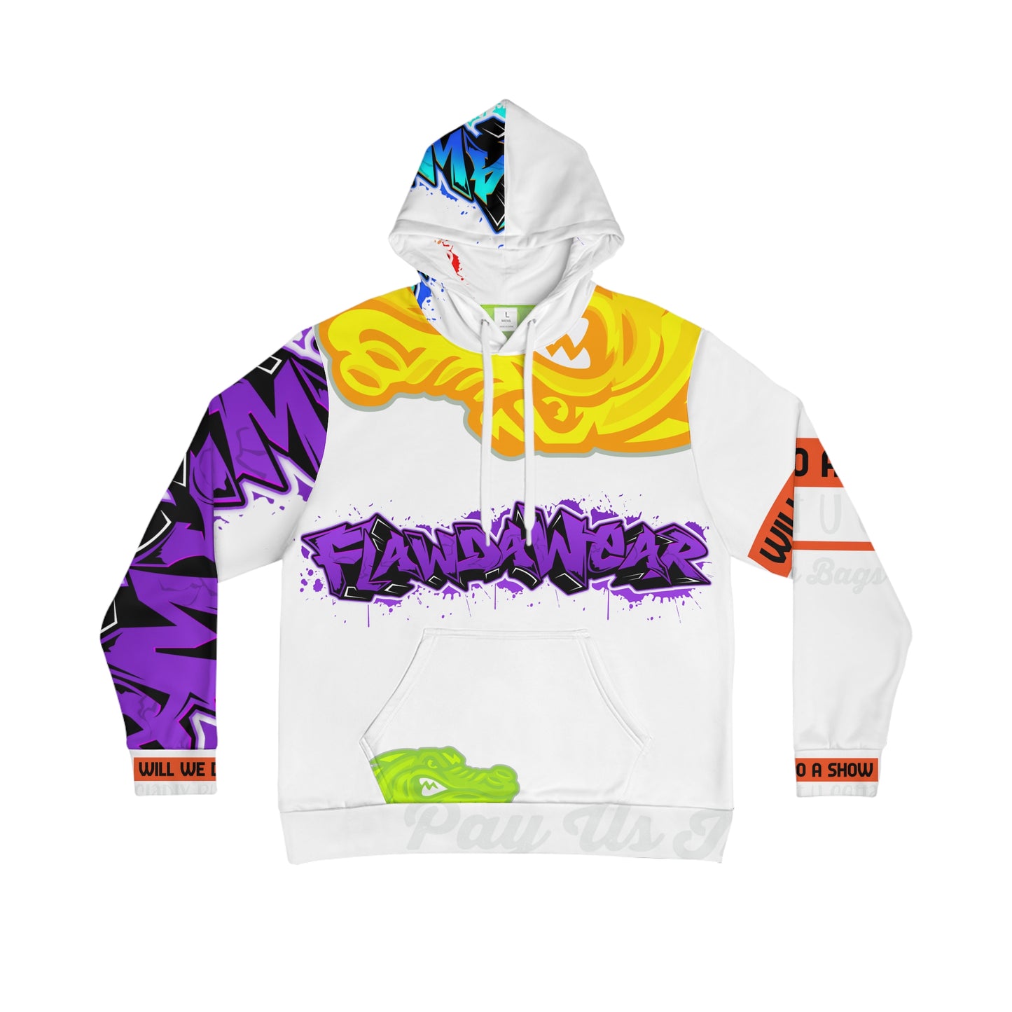 White Flawdawear Limited Edition OG Rich Daddy “Will We Do A Show Gladly But U Gotta Pay Us In Bags G” Men's Playuz Hoodie