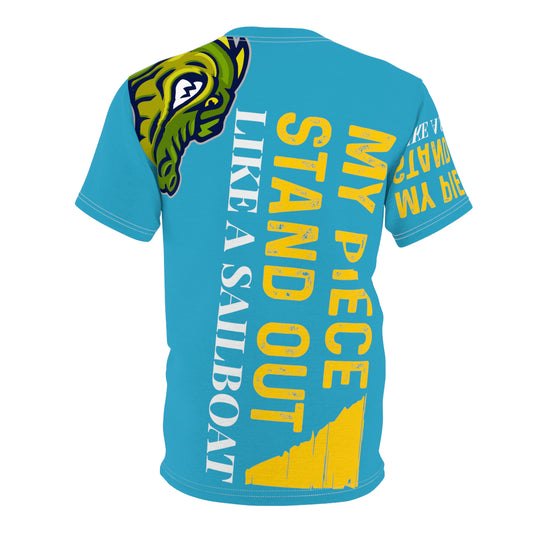 Turquoise Flawdawear Limited Edition OG Flawda Mane “My Piece Stand Out Like A Sailboat” Unisex Cut & Sew Playuz Tee