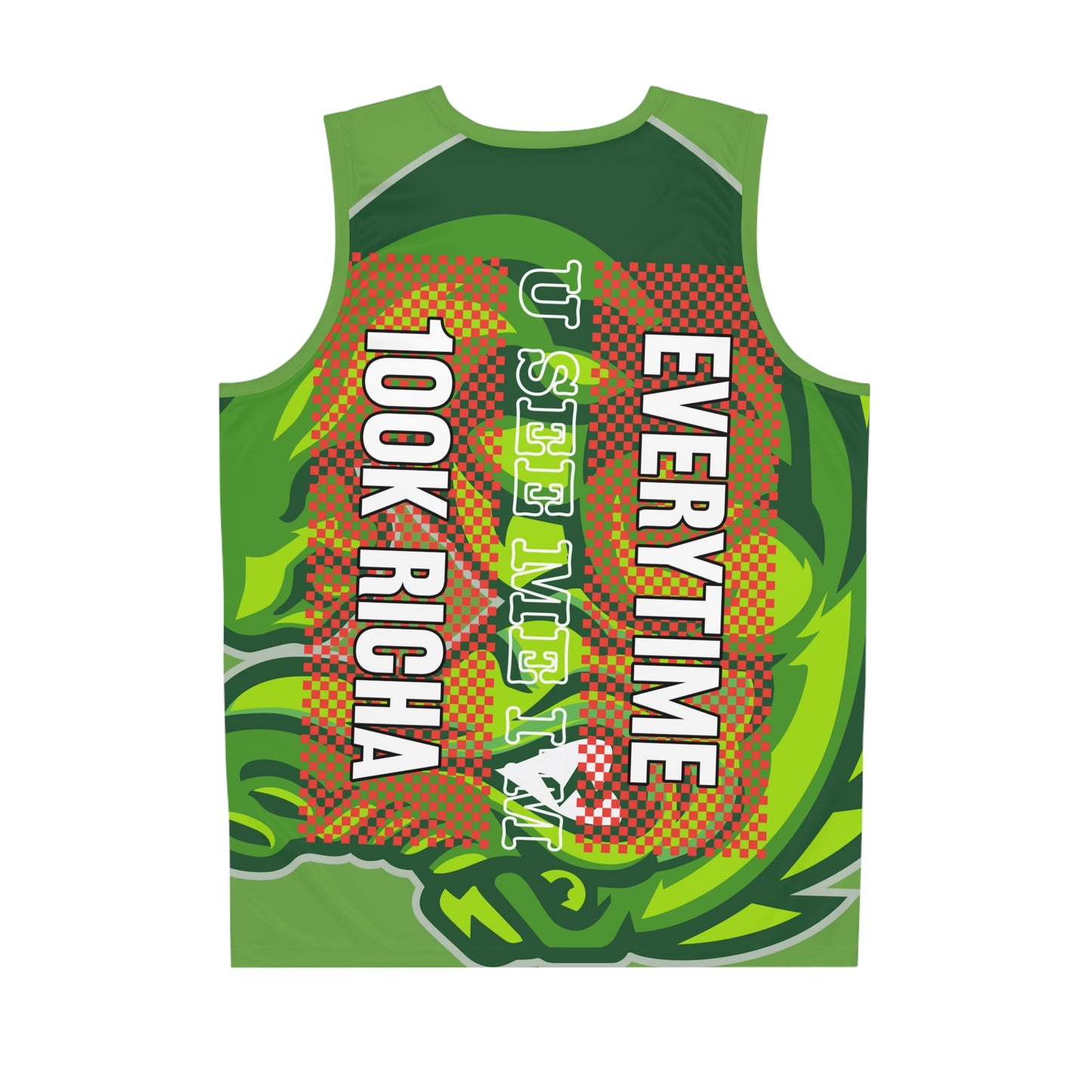 Light Green Flawdawear Limited Edition OG Rich Daddy “Everytime U See Me I’m 100K Richa” Men’s Basketball Playuz Jersey