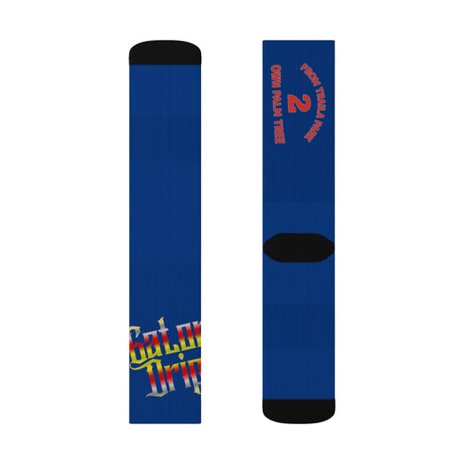 Dark Blue Gator Drip Supa-Heavy Excess-Stunna Hypa-Flex Limited Edition OG Alligator Papuh Playuz “From Traila Park 2 Own Palm Tree” Medium Playuz Socks