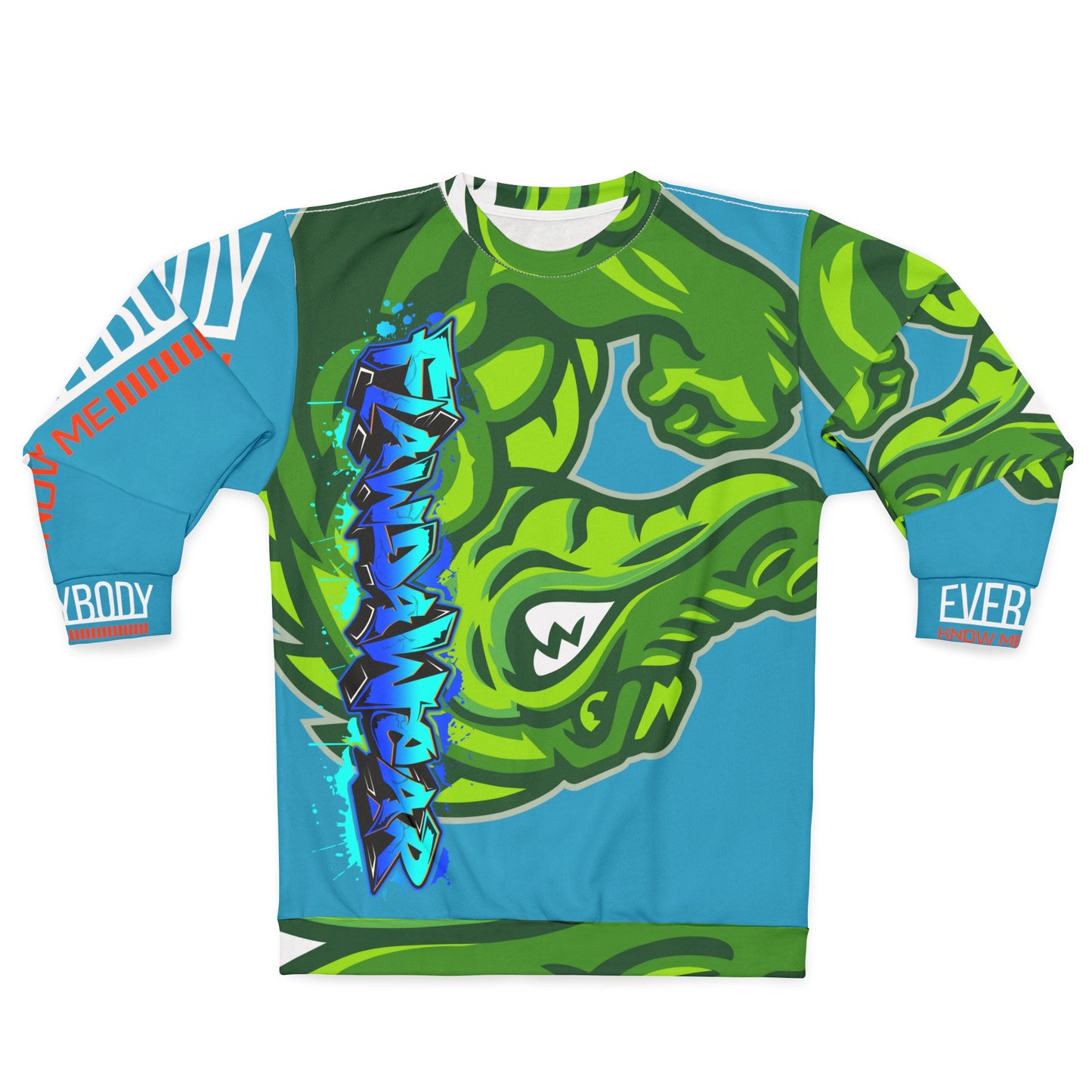 Turquoise/Green Flawdawear Limited Edition OG Flawda Mane “Everybody Know Me” Unisex Playuz Sweatshirt