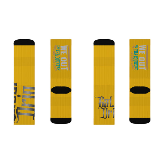 Yellow Gator Drip Supa-Heavy Excess-Stunna Hypa-Flex Limited Edition OG Alligator Papuh Playuz “We Out In Tha Country Past The Cattle Ranch” Small Playuz Socks