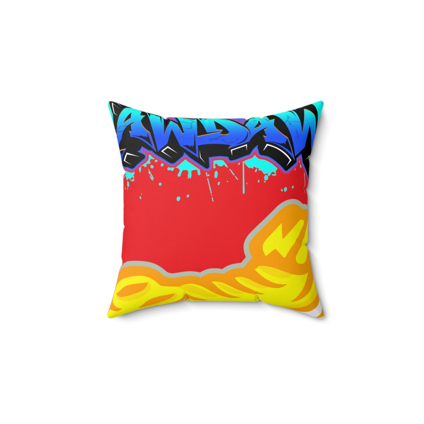 Red Flawdawear Limited Edition OG Rich Daddy “Attorney Fees Collected Back 2 Cakewood” Spun Polyester Square Playuz Pillow