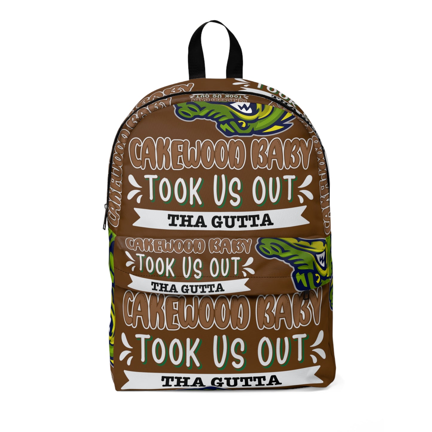 Brown Flawdawear Limited Edition OG Rich Daddy "Cakewood Baby Took Us Out Tha Gutta" Classic Backpack