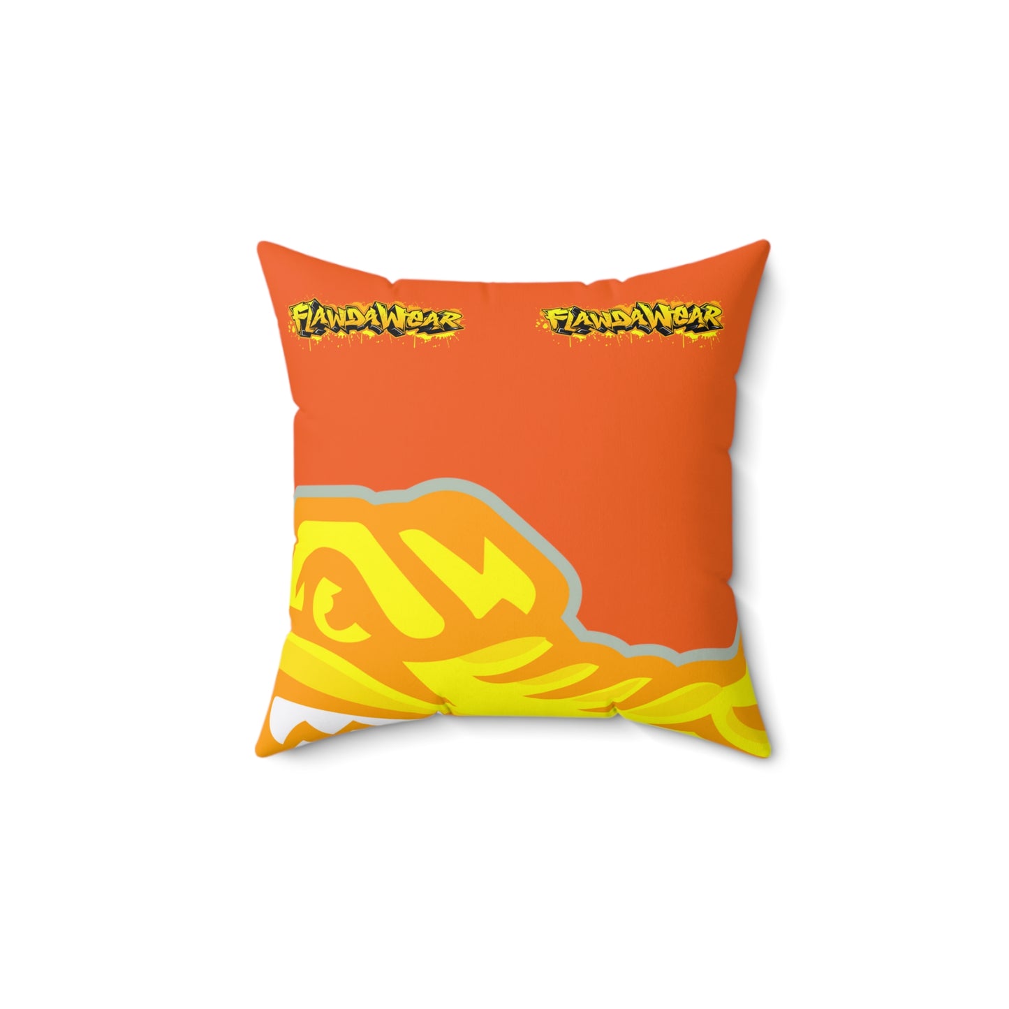 Orange Flawdawear Limited Edition OG Flawda Mane “Tha State Of Swamp Rats N’ Alligators”  Spun Polyester Square Playuz Pillow