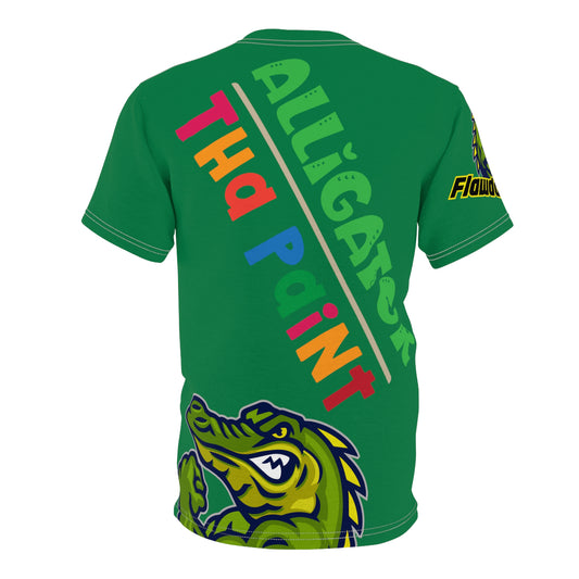Dark Green Flawdawear Limited Edition OG Alligator Papuh Playuz “Alligator Tha Paint” Unisex Cut & Sew Playuz Tee