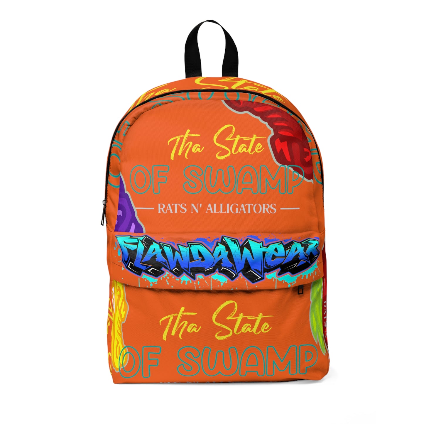 Orange Flawdawear Limited Edition OG Flawda Mane “Tha State Of Swamp Rats N’ Alligators” Classic Playuz Backpack