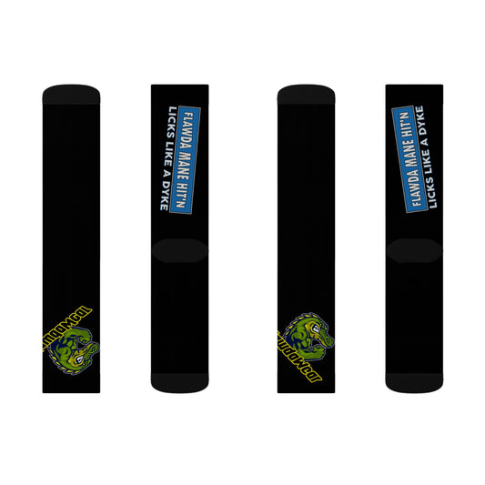 Black Flawdawear Limited Edition OG Flawda Mane “Flawda Mane Hit’n Licks Like A Dyke” Medium Playuz Socks