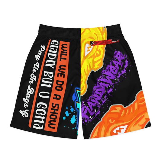 Black Flawdawear Limited Edition OG Rich Daddy “Will We Do A Show Gladly But U Gotta Pay Us In Bags G” Men’s Jogguz Playuz Shorts