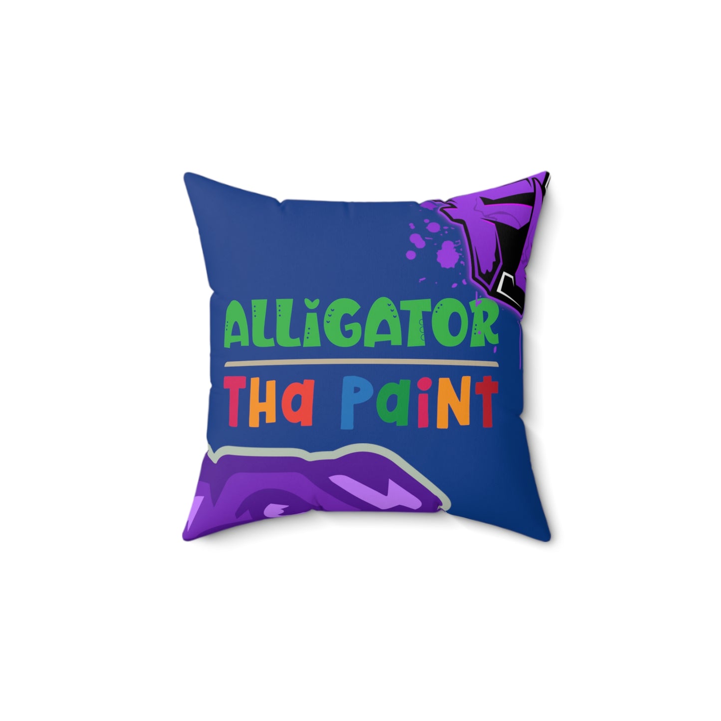 Dark Blue Flawdawear Limited Edition OG Alligator Playuz “Alligator Tha Paint” Spun Polyester Square Playuz Pillow