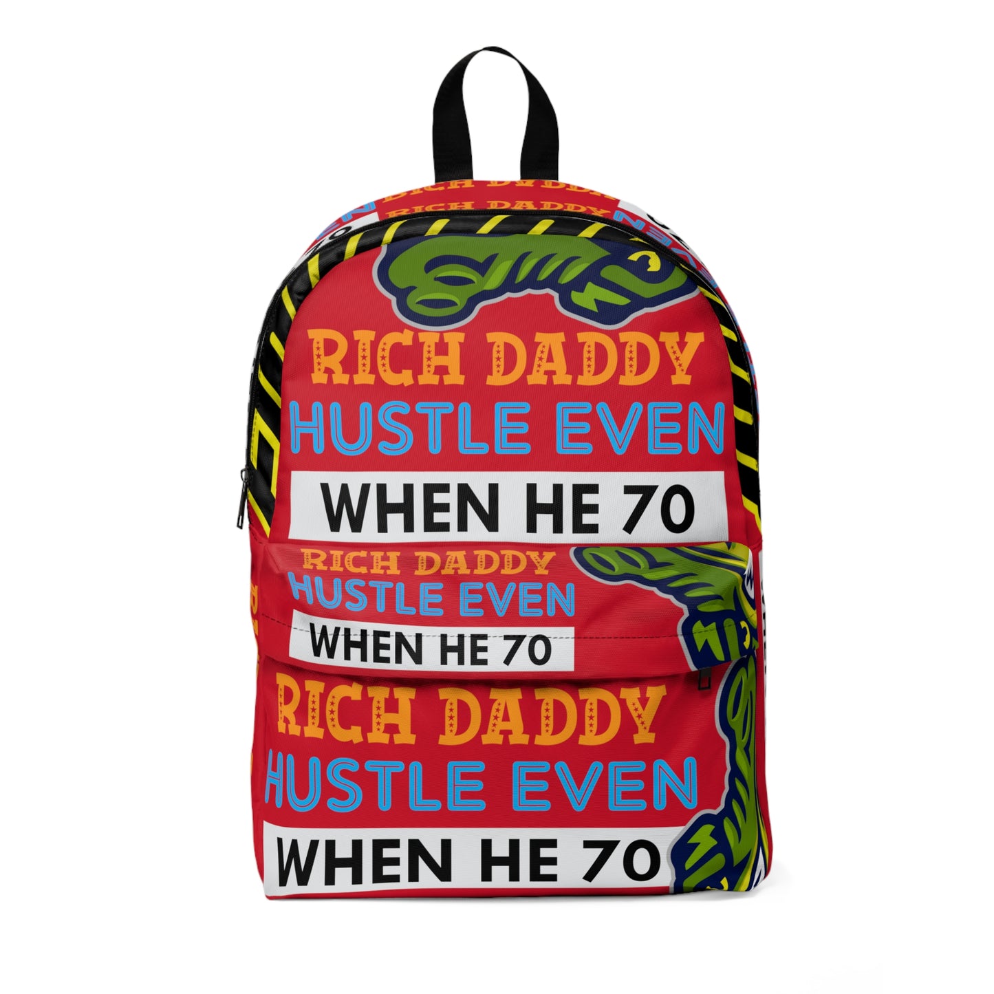 Red Flawdawear Limited Edition OG Rich Daddy "Rich Daddy Hustle Even When He 70" Classic Backpack