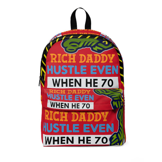 Red Flawdawear Limited Edition OG Rich Daddy "Rich Daddy Hustle Even When He 70" Classic Backpack