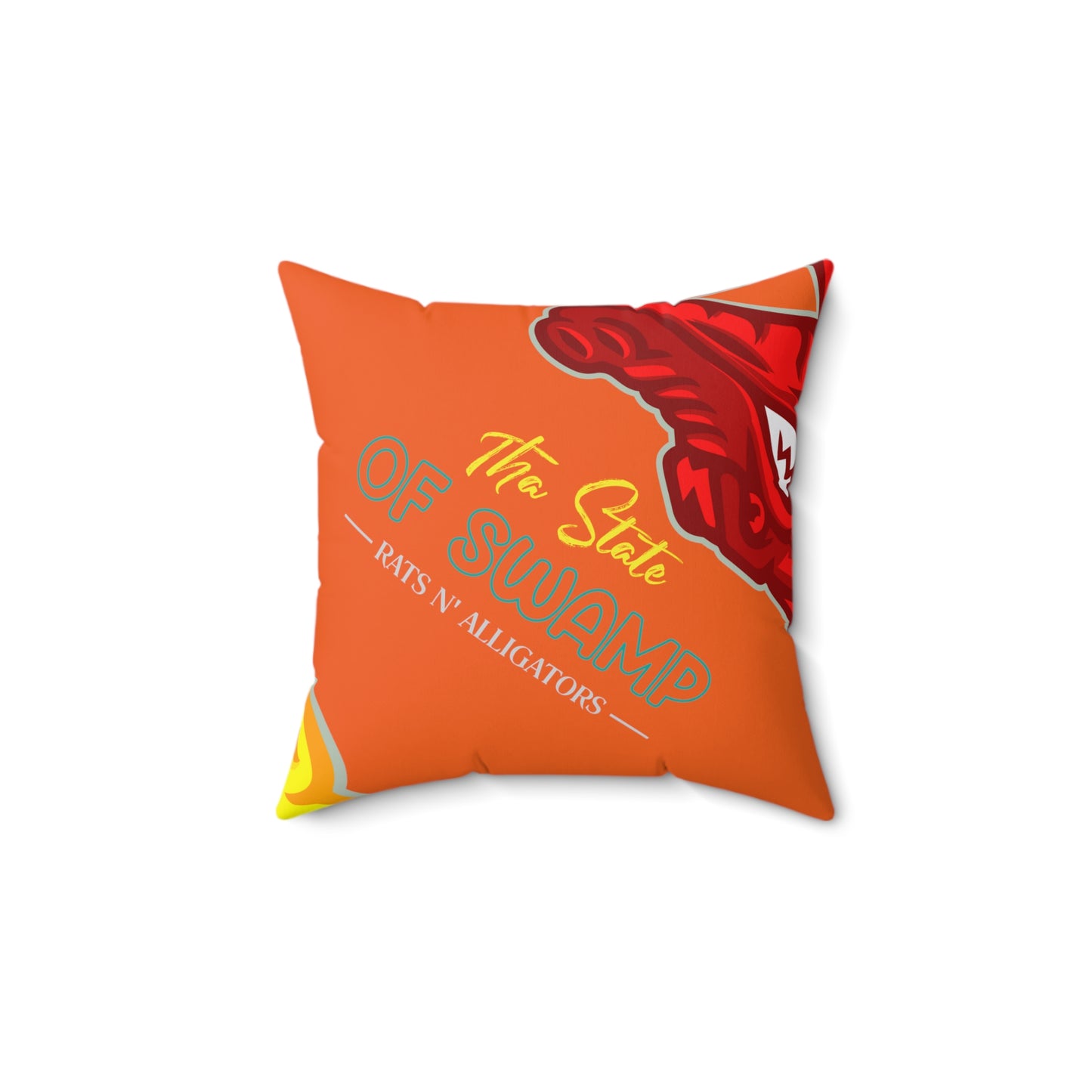 Orange Flawdawear Limited Edition OG Flawda Mane “Tha State Of Swamp Rats N’ Alligators”  Spun Polyester Square Playuz Pillow