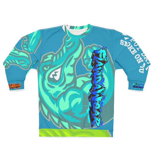 Turquoise Flawdawear Limited Edition OG Alligator Playuz “Flawda Mane Put Dat Smoke On You” Unisex Playuz Sweatshirt