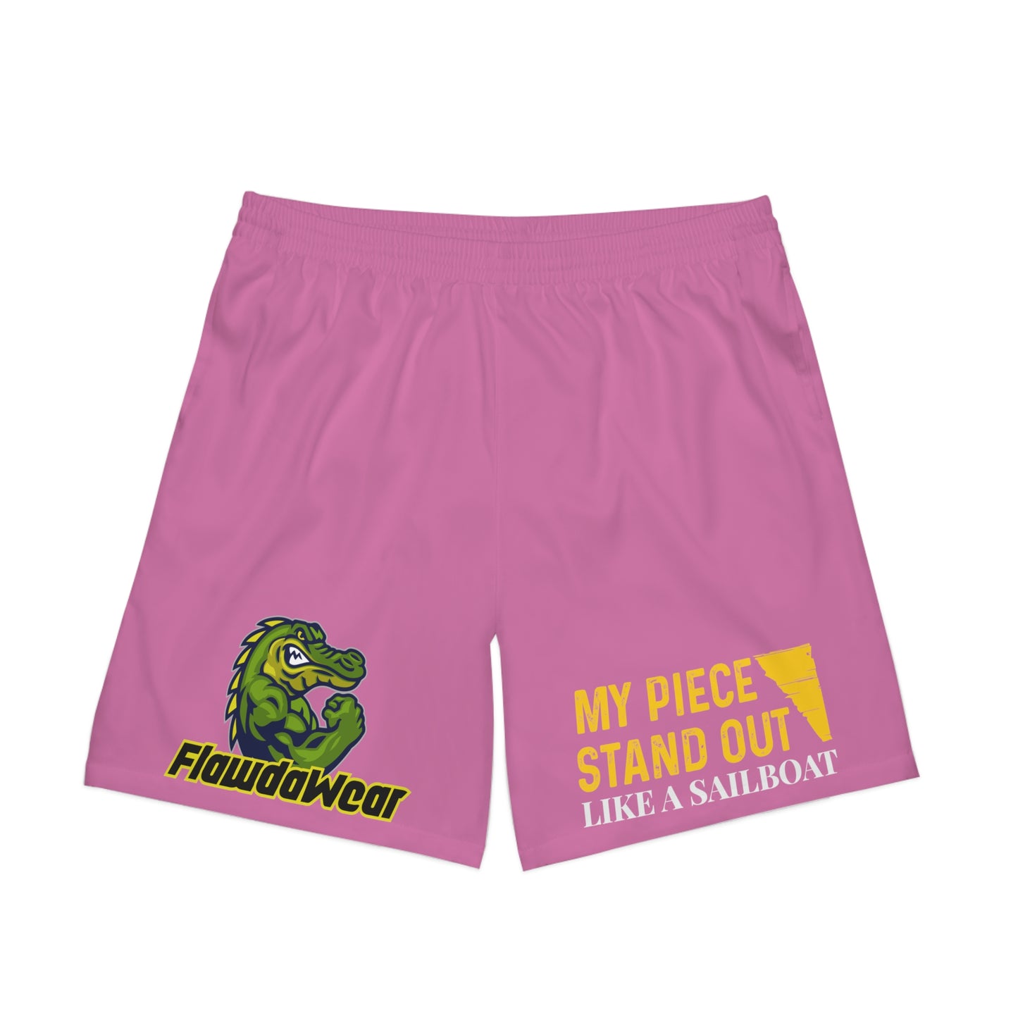 Pink Flawdawear Limited Edition OG Flawda Mane "My Piece Stand Out Like A Sailboat" Men's Elastic Beach Playuz Shorts