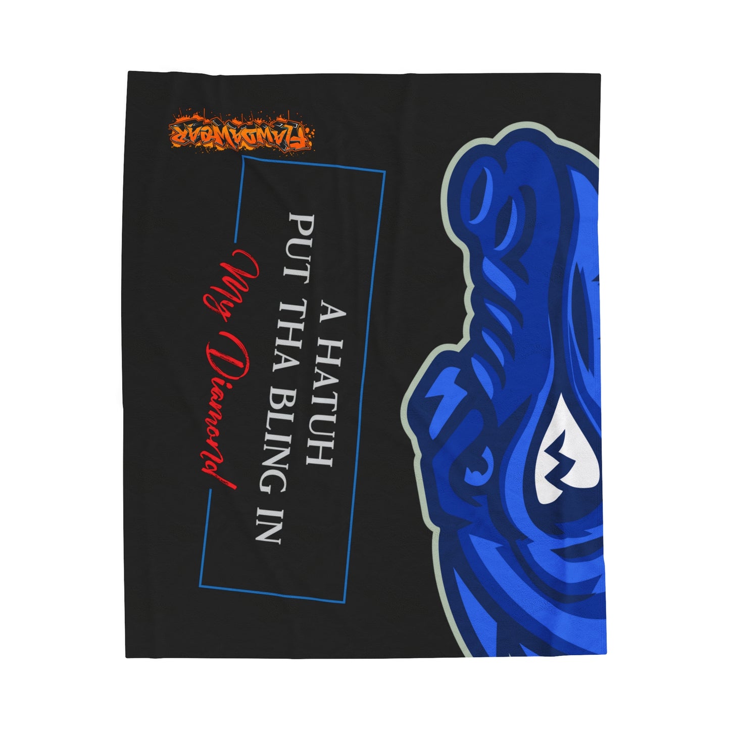 Black Flawdawear Limited Edition OG Rich Daddy “A Hatuh Put Tha Bling In My Diamond” Velveteen Plush Playuz Blanket