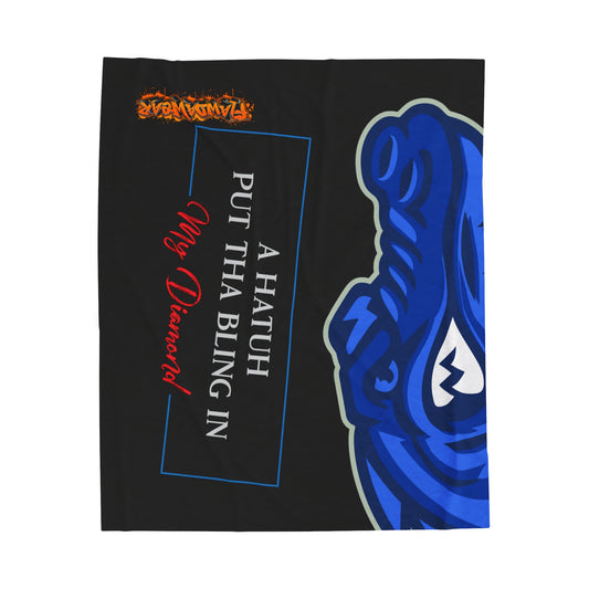 Black Flawdawear Limited Edition OG Rich Daddy “A Hatuh Put Tha Bling In My Diamond” Velveteen Plush Playuz Blanket