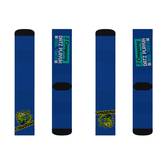 Dark Blue Flawdawear Limited Edition OG Rich Daddy “2 Company Datz Playuh Mail Twice” Medium Playuz Socks