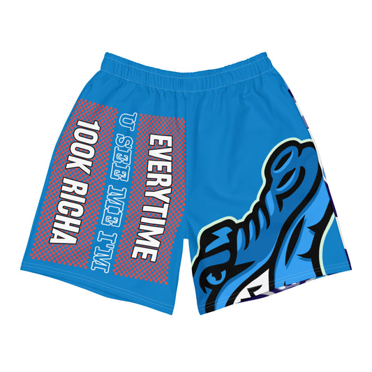 Blue Flawdawear Limited Edition OG Rich Daddy “Everytime U See Me I’m 100K Richa” Men’s Athletic Playuz Shorts