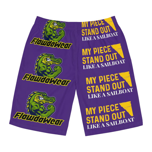 Purple Flawdawear x Gator Drip Supa-Heavy Excess-Stunna Hypa-Flex Limited Edition OG Flawda Mane "My Piece Stand Out Like A Sailboat" Men's Board Playuz Shorts