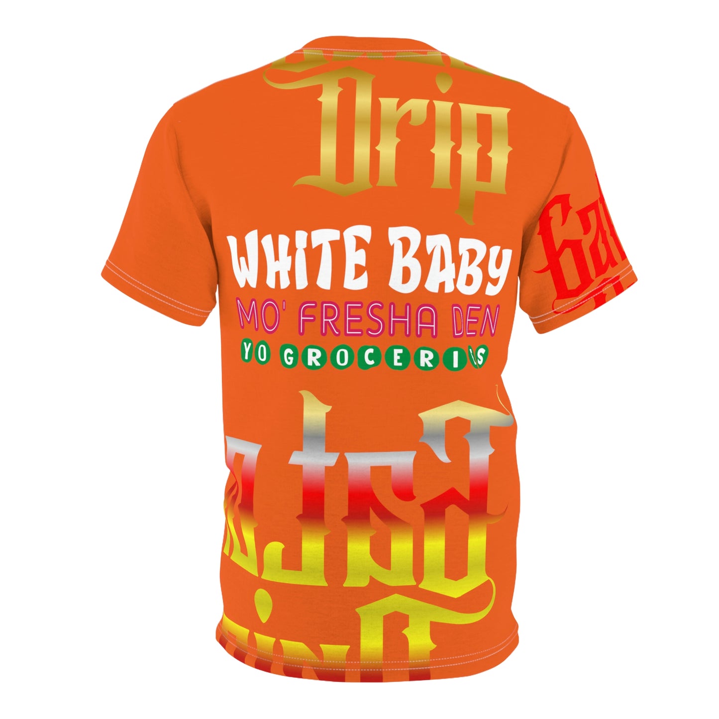 Orange Gator Drip Exclusive Supa-Heavy Excess-Stunna Flex Alligator Playuz Limited Edition OG Multi-Logo Rich Daddy “White Baby Mo’ Fresha Den Yo Groceries" Unisex Cut & Sew Playuz Tee