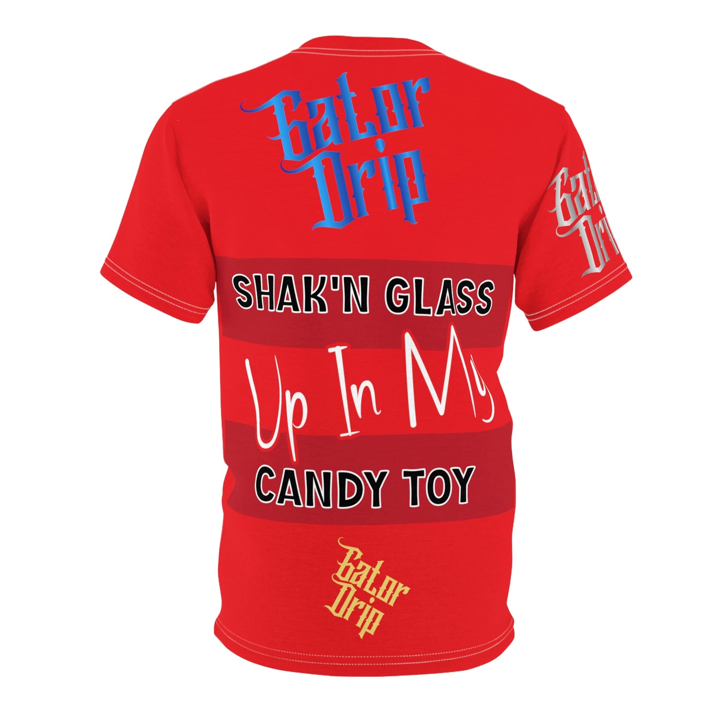 Red Gator Drip Exclusive Supa-Heavy Excess-Stunna Flex Alligator Playuz Limited Edition OG Multi-Logo Flawda Mane “Shak’n Glass Up In My Candy Toy" Unisex Cut & Sew Playuz Tee