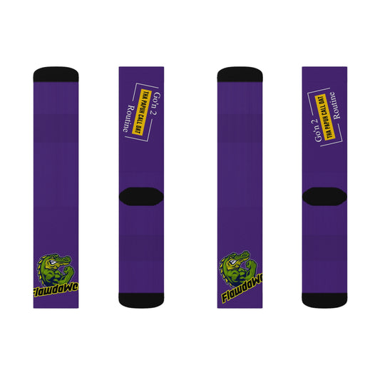 Purple Flawdawear Limited Edition OG Rich Daddy “Go’n 2 Tha Papuh Call Dat Routine” Medium Playuz Socks
