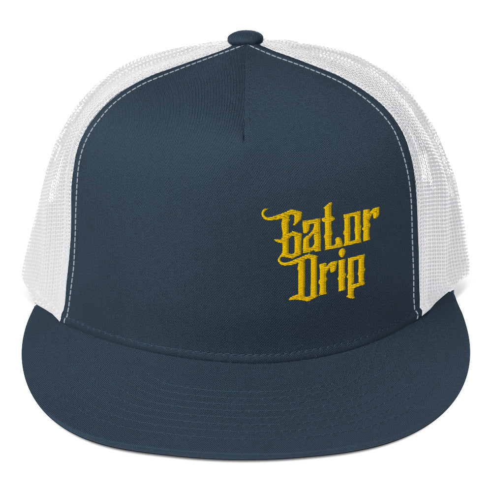 Navy/White Gator Drip Exclusive Supa-Heavy Excess-Stunna Hypa-Flex Alligator Playuz Limited Edition OG Yellow Logo Trucka Playuz Cap