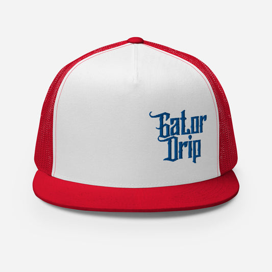 Red/White/Red Gator Drip Exclusive Supa-Heavy Excess-Stunna Hypa-Flex Alligator Playuz Limited Edition OG Blue Logo Trucka Playuz Cap