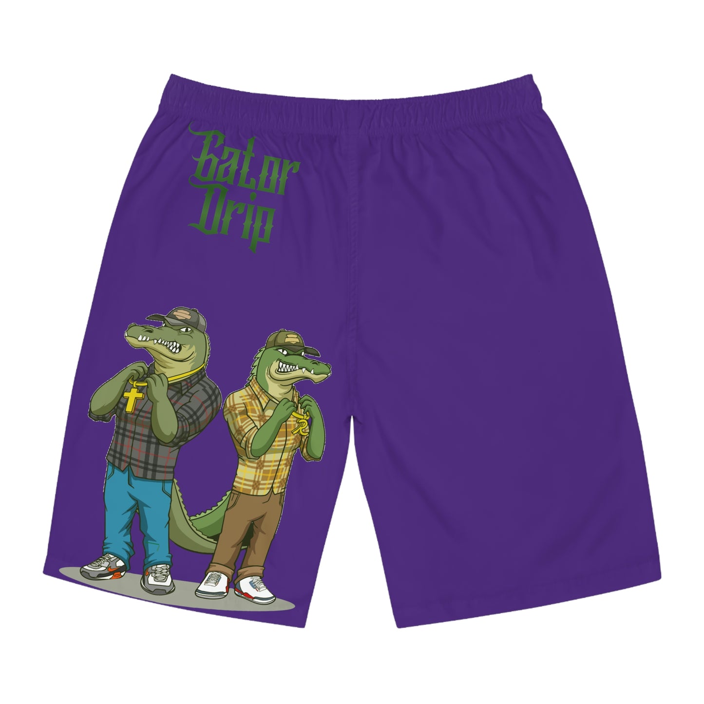 Purple Flawdawear x Gator Drip Supa-Heavy Excess-Stunna Hypa-Flex Limited Edition OG Flawda Mane "My Piece Stand Out Like A Sailboat" Men's Board Playuz Shorts