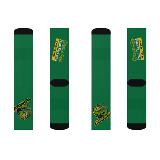 Dark Green Flawdawear Limited Edition OG Flawda Mane “Came Up Frum Tha Creek N’ I Got It Good” Medium Playuz Socks