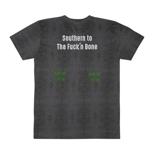 Black Reptile Flawdawear x Gator Drip Supa-Heavy Excess-Stunna Hypa-Flex Limited Edition OG Men's Flawda Mane "Southern To Tha Fuck'n Bone" Fine Jersey Playuz Tee