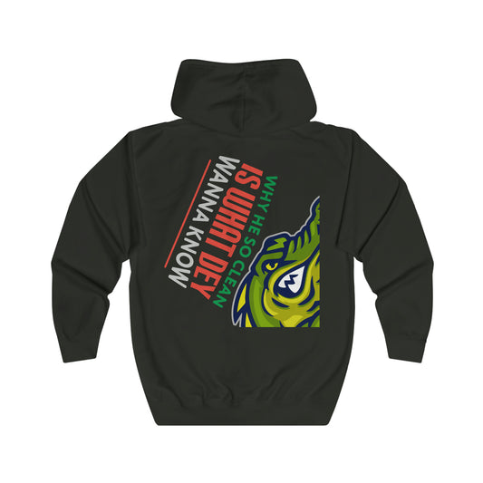 Jet Black Flawdawear Limited Edition OG Flawda Mane “Why He So Clean Is What Dey Wanna Know” Unisex Full Zip Playuz Hoodie