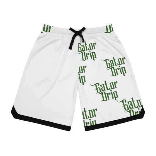 White Gator Drip Exclusive Supa-Heavy Excess-Stunna Hypa-Flex Limited Edition OG Rich Daddy "All White Collection" Basketball Playuz Rib Shorts