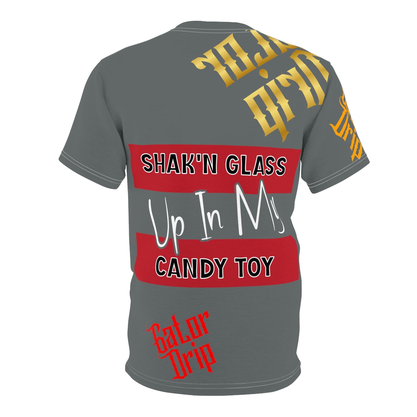 Dark Grey Gator Drip Exclusive Supa-Heavy Excess-Stunna Flex Alligator Playuz Limited Edition OG Multi-Logo Flawda Mane “Shak’n Glass Up In My Candy Toy" Unisex Cut & Sew Playuz Tee