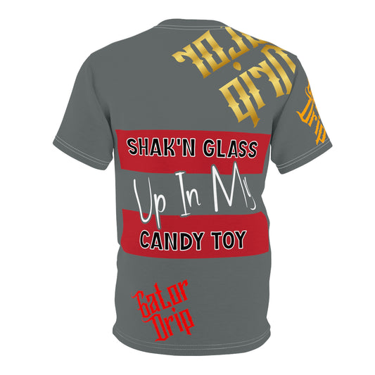 Dark Grey Gator Drip Exclusive Supa-Heavy Excess-Stunna Flex Alligator Playuz Limited Edition OG Multi-Logo Flawda Mane “Shak’n Glass Up In My Candy Toy" Unisex Cut & Sew Playuz Tee
