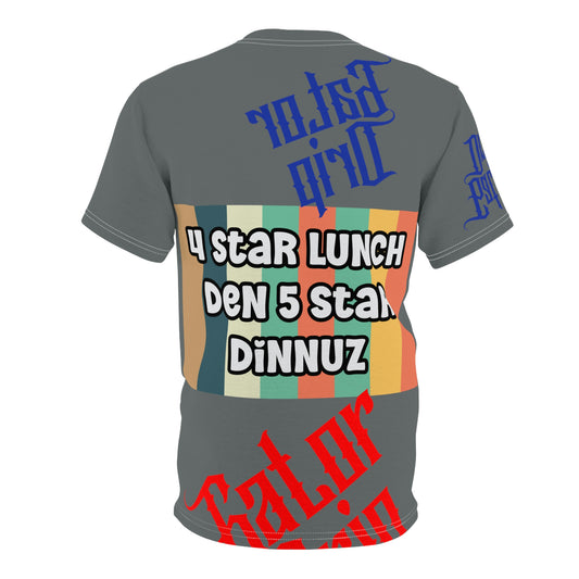 Dark Grey Gator Drip Exclusive Supa-Heavy Excess-Stunna Flex Alligator Playuz Limited Edition OG Multi-Logo Rich Daddy “4 Star Lunch Den 5 Star Dinnuz" Unisex Cut & Sew Playuz Tee