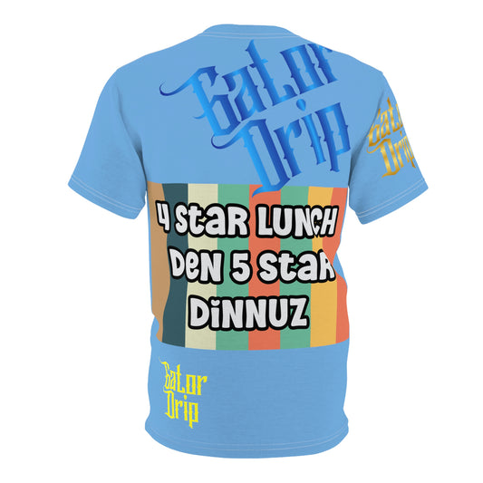 Light Blue Gator Drip Exclusive Supa-Heavy Excess-Stunna Flex Alligator Playuz Limited Edition OG Multi-Logo Rich Daddy “4 Star Lunch Den 5 Star Dinnuz" Unisex Cut & Sew Playuz Tee