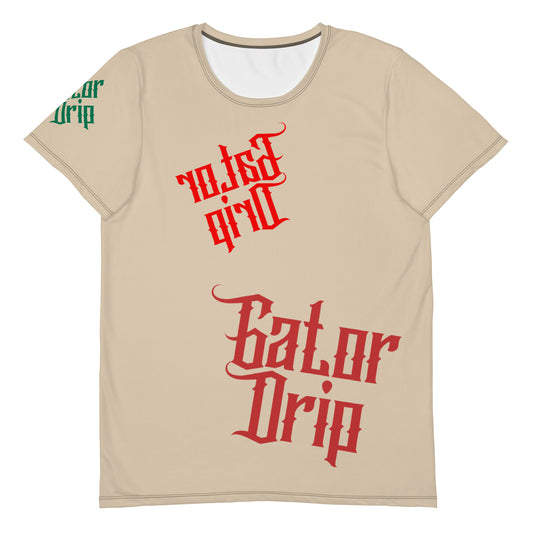 Champagne Gator Drip Exclusive Supa-Heavy Excess-Stunna Flex Alligator Playuz Limited Edition OG Multi-Logo Rich Daddy "White Diddy Playuh Best Friend Benji" Men’s Athletic Playuz Tee