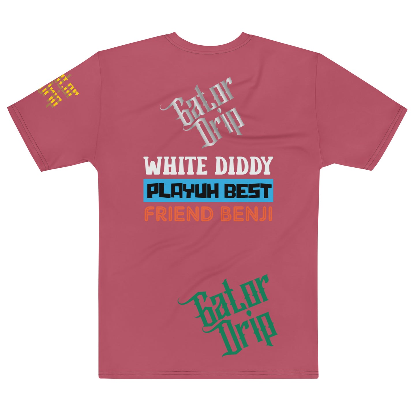 Hippie Pink Gator Drip Exclusive Supa-Heavy Excess-Stunna Flex Alligator Playuz Limited Edition OG Multi-Logo Rich Daddy "White Diddy Playuh Best Friend Benji" Men’s Crew Neck Playuz Tee