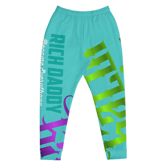 Dark Turquoise Gator Drip Exclusive Supa-Heavy Excess-Stunna Flex Alligator Playuz Limited Edition OG Multi-Logo Rich Daddy “Rich Daddy Became Everythang Dat U Cain’t” Men’s Playuz Jogguz