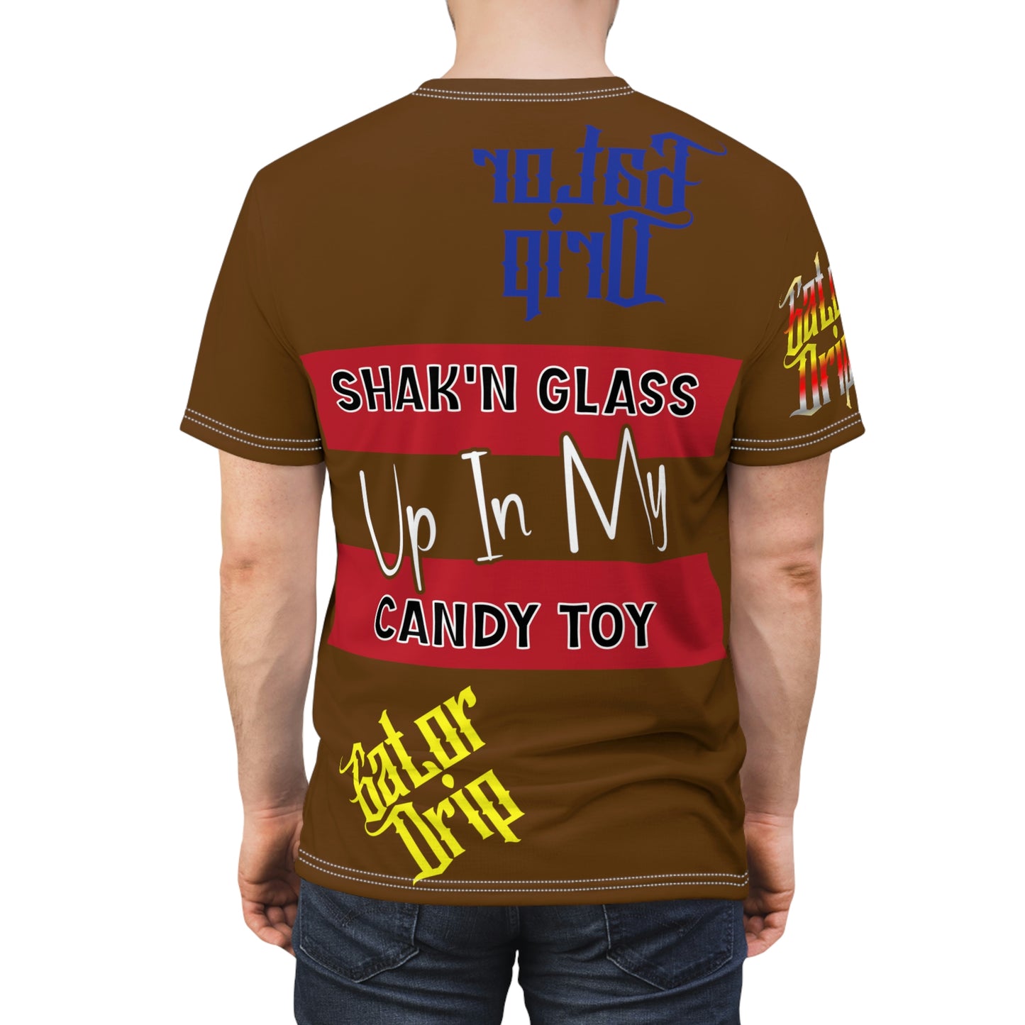 Brown Gator Drip Exclusive Supa-Heavy Excess-Stunna Flex Alligator Playuz Limited Edition OG Multi-Logo Flawda Mane “Shak’n Glass Up In My Candy Toy" Unisex Cut & Sew Playuz Tee